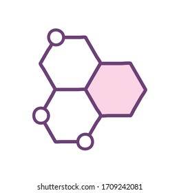 Diseño de iconos de estilo de línea Átom, microelemento de partículas de tecnología molecular de la ciencia química y tema de potencia Ilustración vectorial