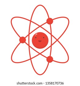 Atom is a little cute character, cute molecule flat icon, physics and chemistry vector illustration