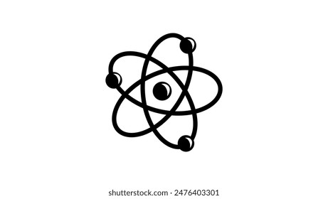Atom-Logo, schwarze isolierte Silhouette