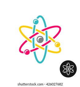 Atom Logo. Colorful Physics Science Concept Symbol.