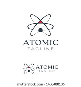 Atom logo design, connected design concept, particle design, modern flat atom design, science logo, technology concept