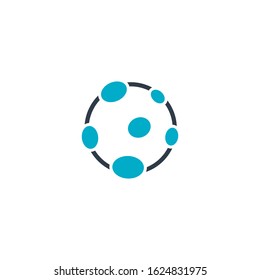 Atom logo design. Symbol of science research Atom logo Vector icon illustration. electrons rotate in orbits around atomic nucleus concept.	
