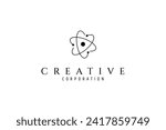 atom logo in flat design style