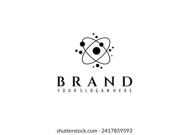 plantilla de diseño de icono de logotipo de átomo vectorial plano