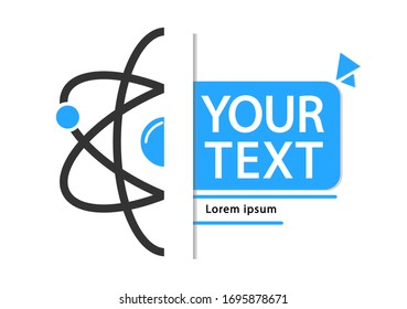 atom logo, icon vector with space for text on white background.