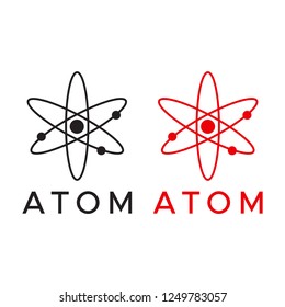 Atom logo. Nuclear vector logo particle. Atomic badge