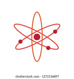 Atom logo. Nuclear vector logo particle. Atomic badge