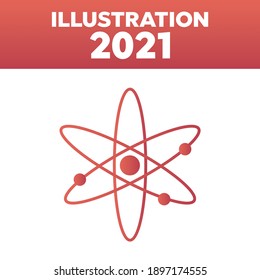 Atom logo. Nuclear vector logo particle. Atomic badge