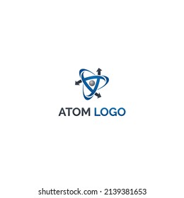 Atom logo in swoosh style with cool colors.