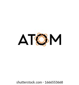 Atom logo vector design orange black icon concept