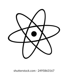 Atom melecule icon in grey scale isolated on white background.