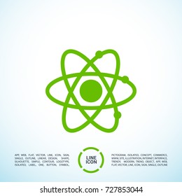 Atom minimalistic vector icon. Molecule line minimal icon for flat mobile app and web design.