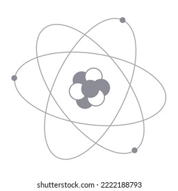 Atom model. Electrons rotating around the nucleus of an atom. Flat style. Vector illustration