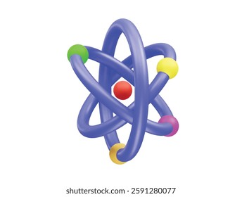 Atom Model icon 3d rendering illustration