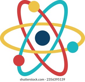 Icono del modelo de átomo. Símbolo de color de la física nuclear