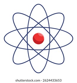 Atom model illustrating the concept of nuclear energy, with electrons orbiting around the nucleus