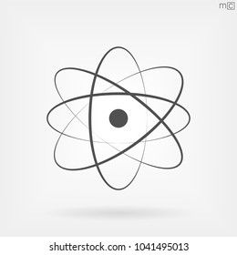 Atom model vector icon. Core and electronic cloud