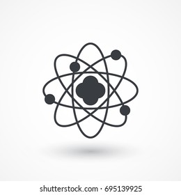 Atom model vector icon. Science symbol. Nuclear technology sign. Molecular biology sign