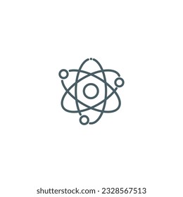 Atom Molecular Outline Icon - Science and Chemical Elements Icon Vector Illustration Isolated.
