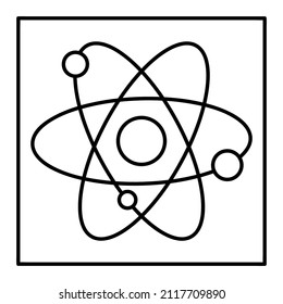 Atom. Molekül. Färben. Symbol. Unterricht in Biologie, Chemie, Physik. Farbbuch. Schwarz-Weiß-Vektorgrafik.
