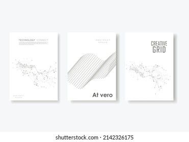 Atom molecule connection. Abstract geometric background with connected lines and dots. Technology polygonal cover brochure. Neuron catalog illustration