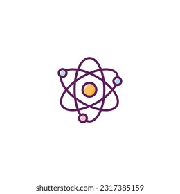 Atom Molecule Filled Icon - Science and Chemical Elements Icon Vector Illustration Isolated.