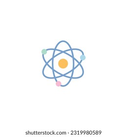 Icono plano de molécula átomo - Ilustración de vectores de elementos químicos y científicos aislados.