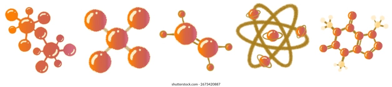 Atom and Molecule Hand Drawn Illustration PNG for Scientific Design