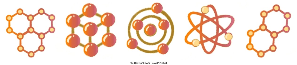 Handgezeichnete Illustration von Atom und Molekül PNG für wissenschaftliches Design