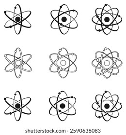 atom molecule icon set vector illustration isolated on white background.