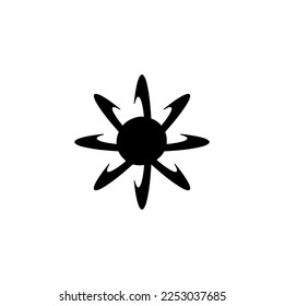 Atom-Molekül-Symbol. Einfaches Symbol für Chemie-Poster-Hintergrund. Logo-Design-Element des Atom-Moleküls. T-Shirt-Druck von Atom Molekül. Vektorgrafik für Aufkleber.