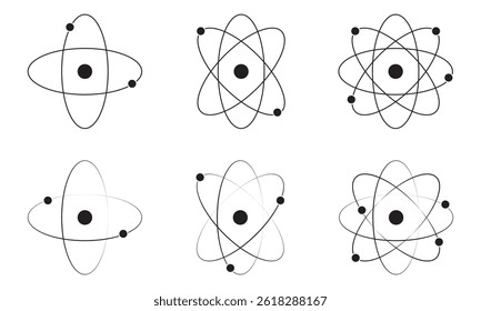 Atom Molecule logotipo vetor estilo plano isolado no fundo branco. Ícone Atom. Ícone da molécula. 