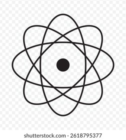Atom Molecule logo vector flat style Black isolated onTransparent background. Atom icon. Molecule icon. EPS 10.