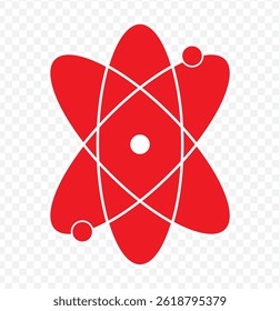 Atom Molecule logo vector flat style Red isolated onTransparent background. Atom icon. Molecule icon. EPS 10.