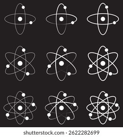 Atom Molecule logotipo vetor estilo plano isolado no fundo branco. Ícone Atom. Ícone da molécula.