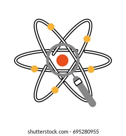 atom molecule with magnifying glass