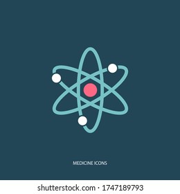 atom molecule medicine icon isolated on background. flat style