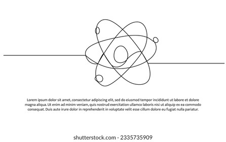 Atom molecule one continuous line design. Decorative elements drawn on a white background.