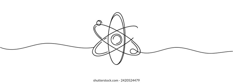 Atom Molekül ein durchgängiges Liniendesign. Dekorative Elemente auf weißem Hintergrund