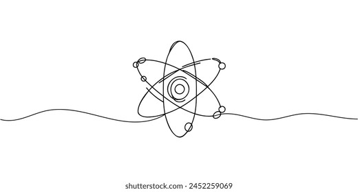 Atom molecule one continuous line design. Decorative elements drawn on a white background