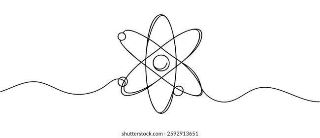 Atom molecule one continuous line design. Decorative elements drawn on a white background