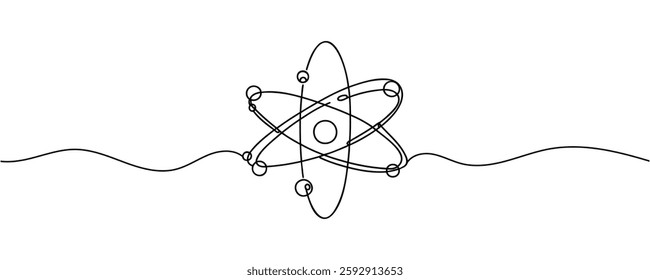 Atom molecule one continuous line design. Decorative elements drawn on a white background