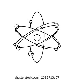 Atom molecule one continuous line design. Decorative elements drawn on a white background