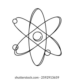 Atom molecule one continuous line design. Decorative elements drawn on a white background