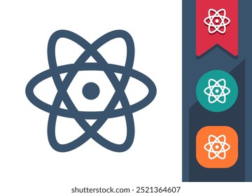 Atom, Molekül, Teilchen, Elektronen, Kernsymbol. Professionelles, Pixel perfektes Symbol. EPS 10-Format.