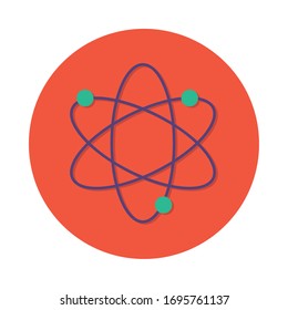 diseño de la línea de ciencias de moléculas de átomo y de la ilustración vectorial de estilo de relleno