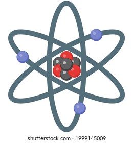 Atom molecule science model icon, atomic physics vector