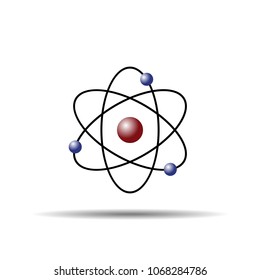Atom molecule symbol, flat icon on white background with shadow