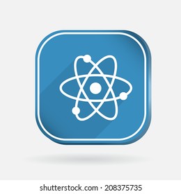 the atom, molecule. the symbol of physics and chemistry. Color square icon