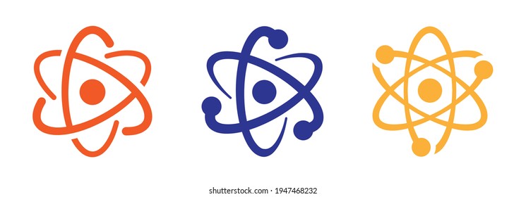 Atom molecule vector icon. Molecular science, set of electron and neutron for scientific research.